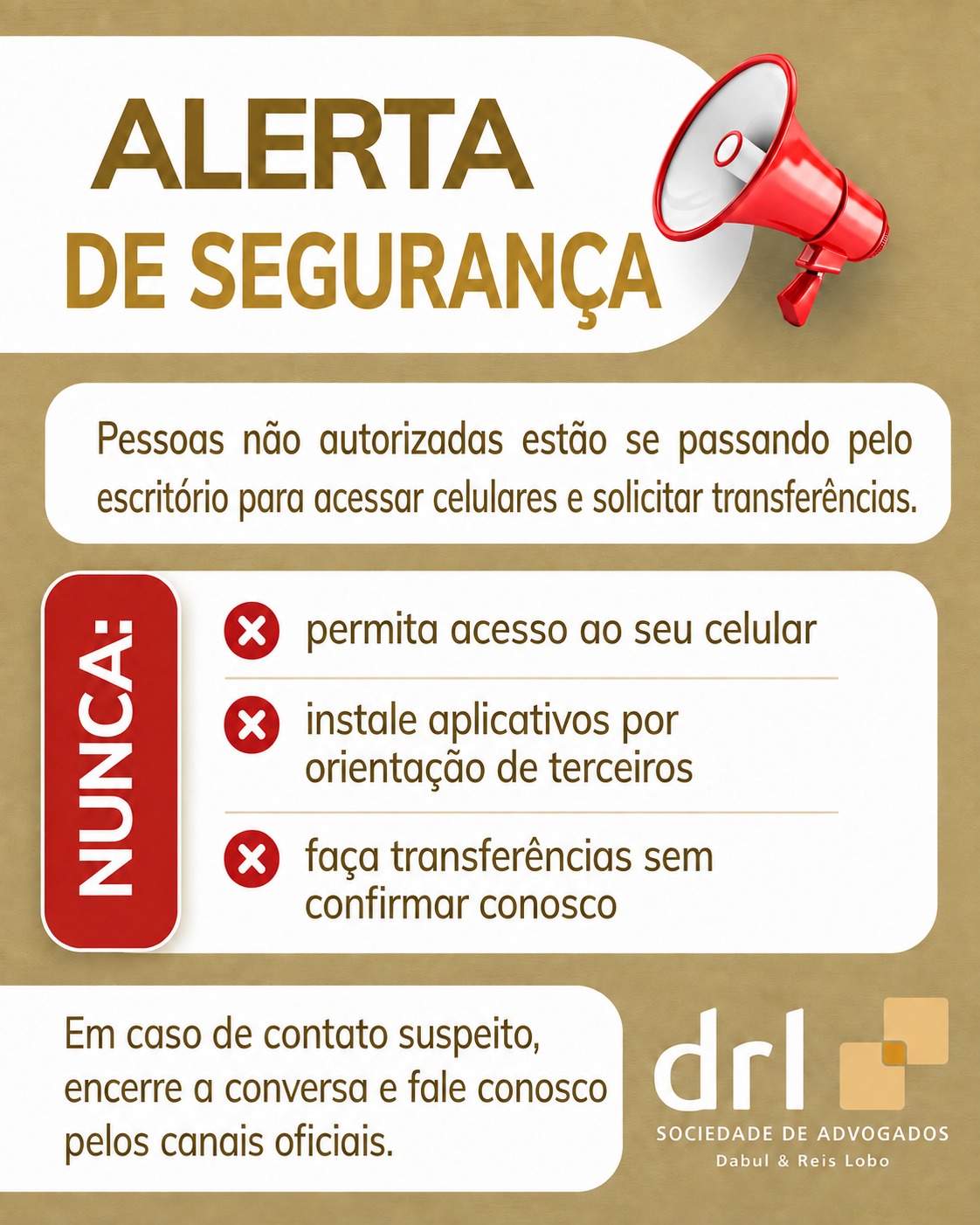 Alerta de segurança — DRL Sociedade de Advogados